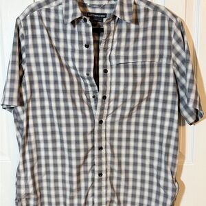 5.11 Tactical Men's Gray Plaid Button Down Medium Shirt AM